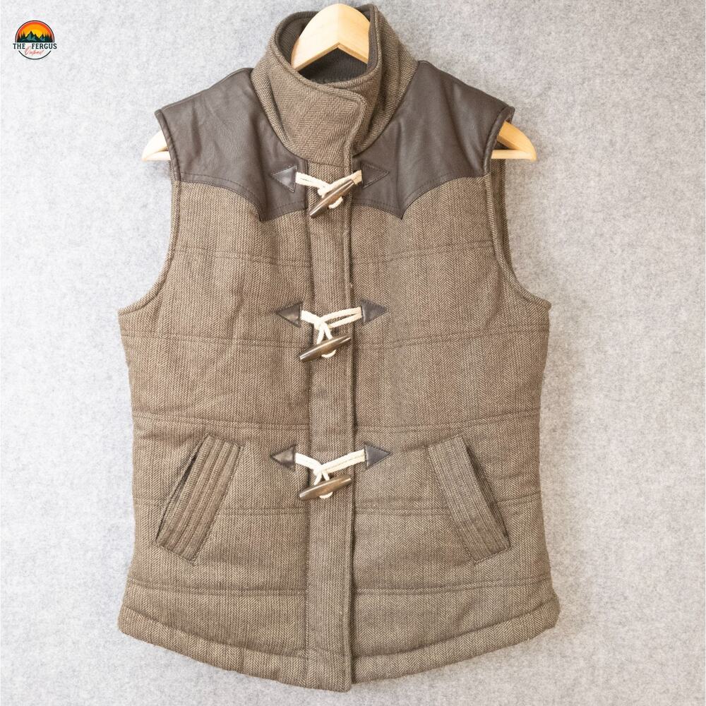Hollyland Puffer Vest Brown Toggle Buttons Two-Tone Heritage Cabincore Women's M